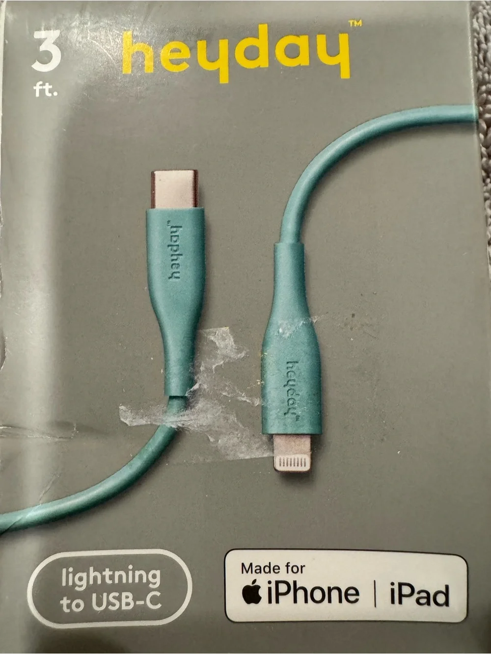 heyday Lightning to USB-C Fast Charging Cable - Teal